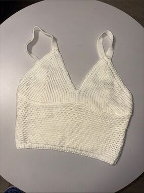 Women's White Crochet Crop Top - Bralette Style